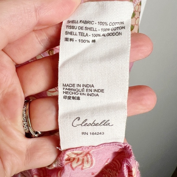 Cleobella Amaryllis Pink  Boho Blouse Top Tassel V Neck Print size Large - Picture 8 of 10